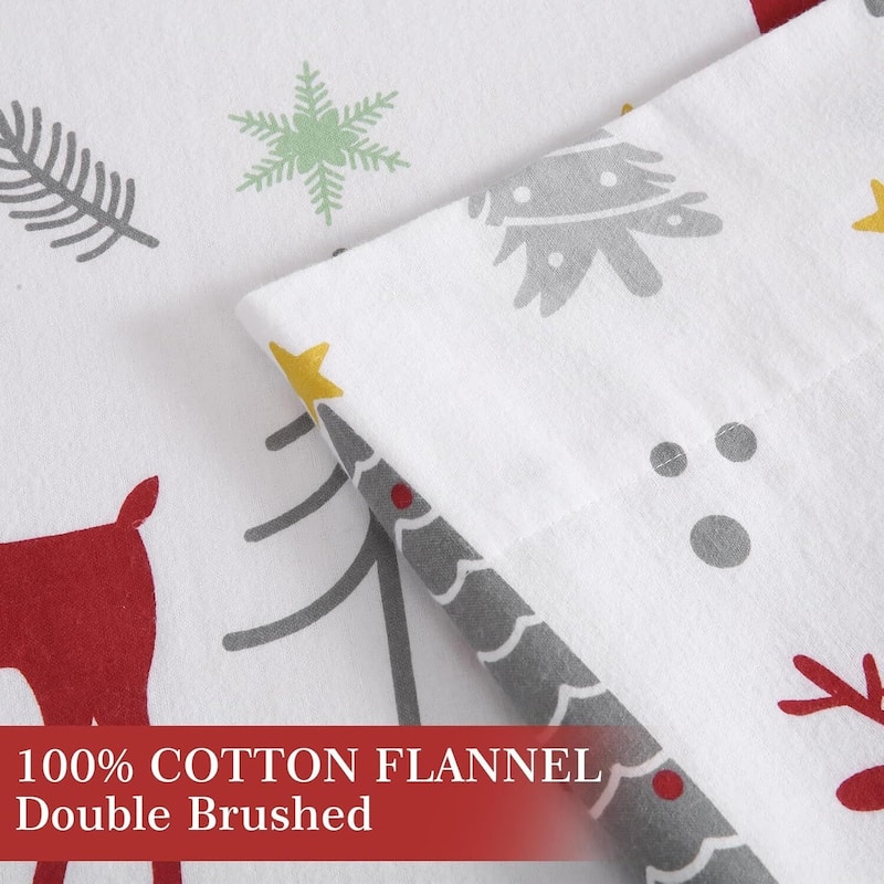 Christmas Soft Forest Deer Bed Sheets Set with 16 Inches Deep Pocket