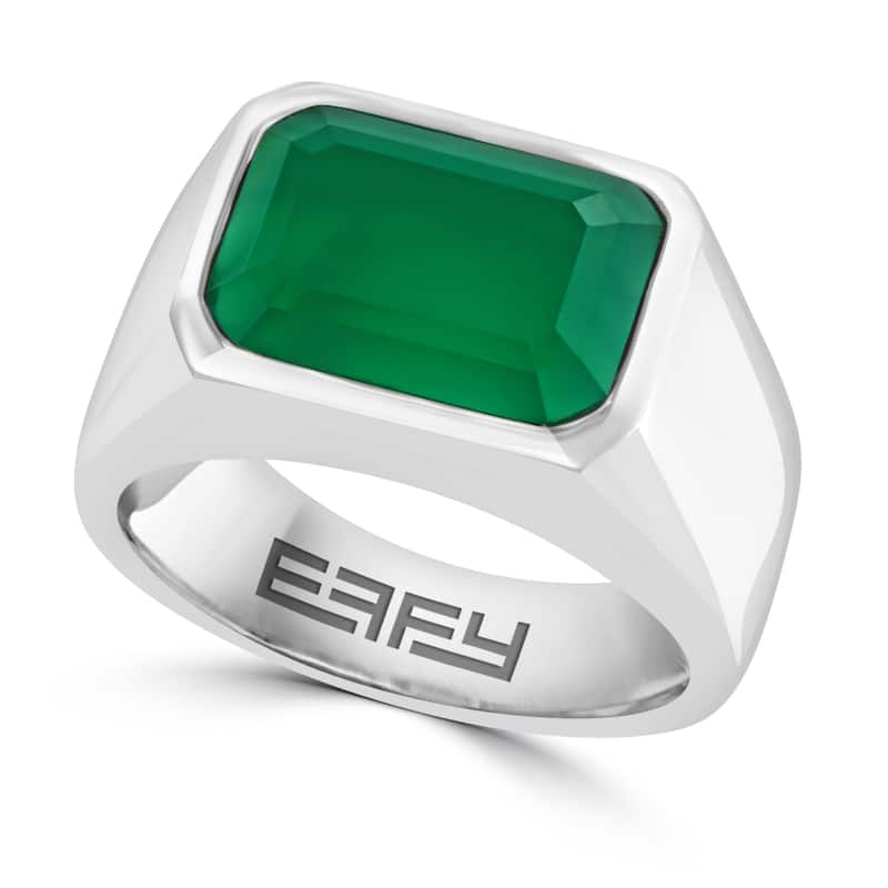 EFFY Men's 925 Sterling Silver Green Onyx Ring