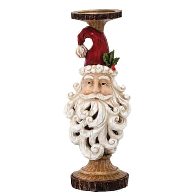 15.5" Resin Santa Head Cutout Beard Candle Holder