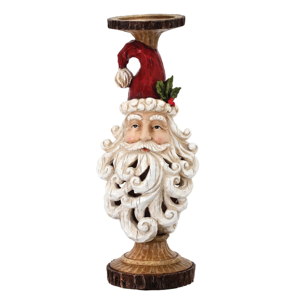 15.5" Resin Santa Head Cutout Beard Candle Holder