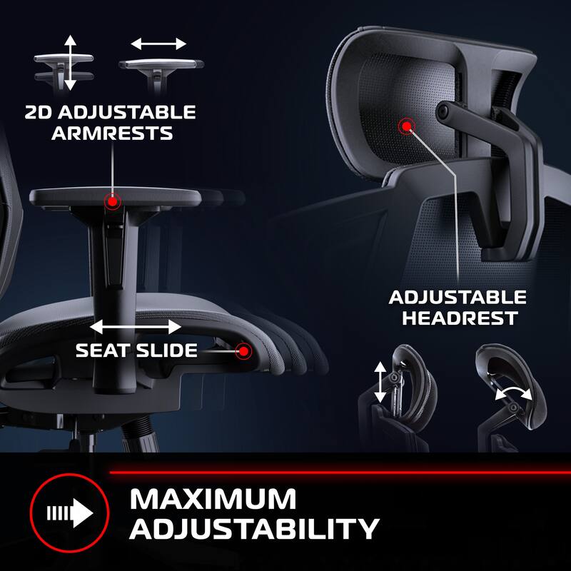 RESPAWN FLEXX Mesh Gaming Chair With Lumbar Support, Adjustable Headrest