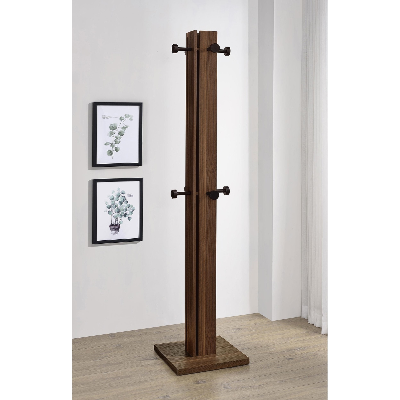 Rikkie Engineered Wood Coat Rack Walnut