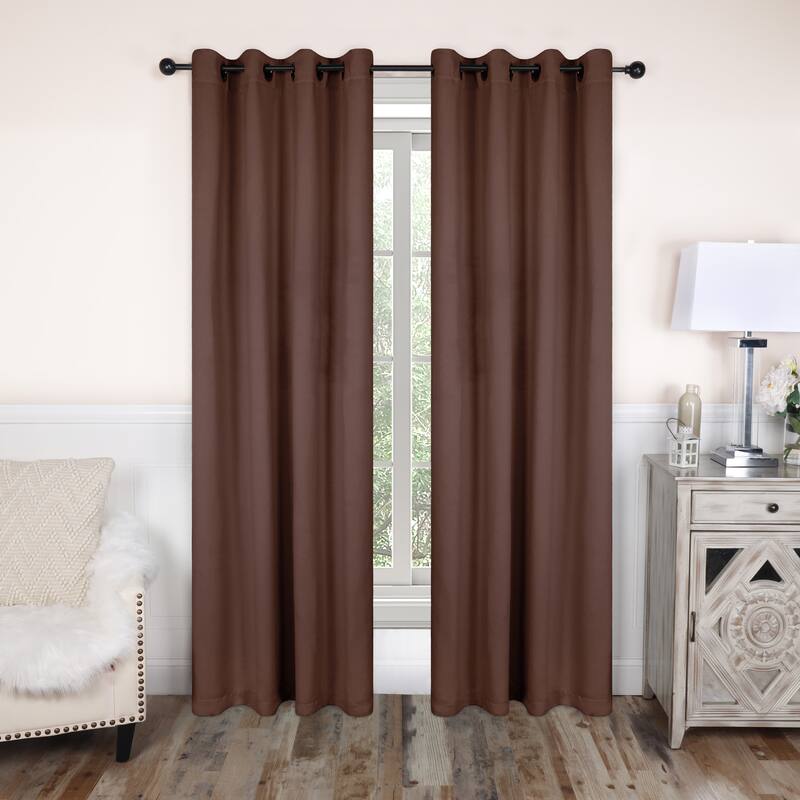 Modern Solid Room Darkening Blackout Curtains, Rod Pocket, Set of 2 - 2PC- 52" X 63" - Cappuccino