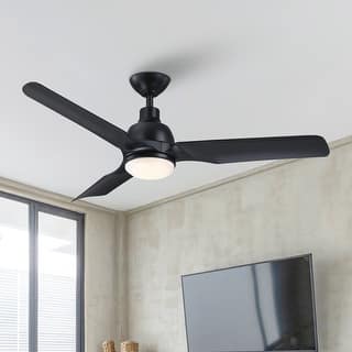 52" Modern Black ABS 3-Blade Dimmable Ceiling Fan with LED Light and Remote