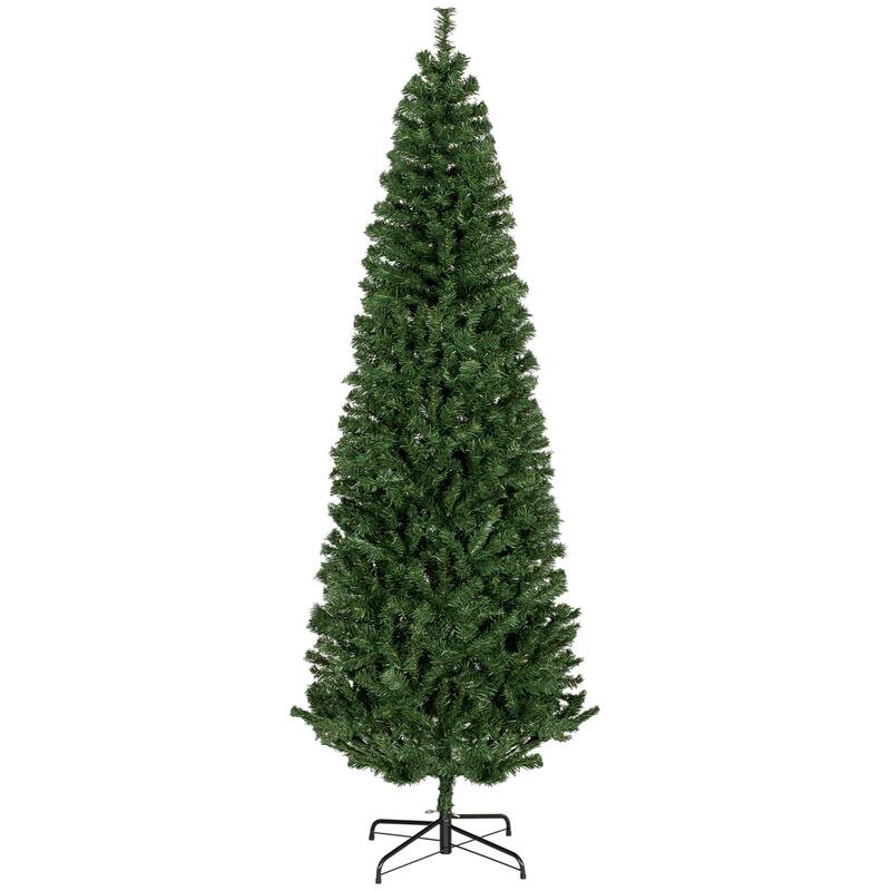 HOMCOM 6/7FT Black Christmas Tree with Stand, Xmas Slim Artificial Christmas Tree Small, Black Christmas Decorations