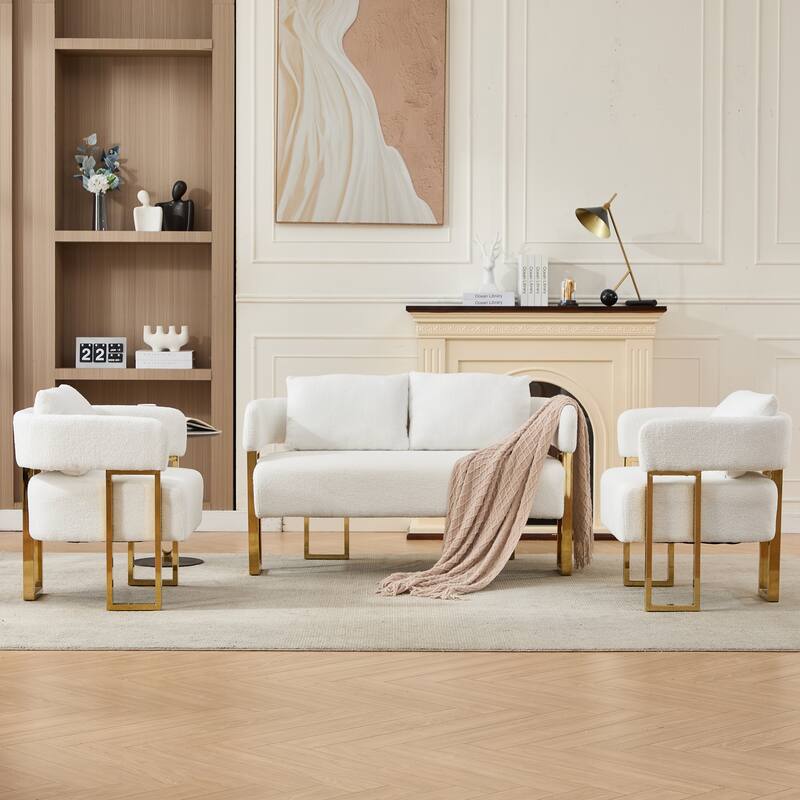 Modern decorative chair, living room side chair with gold metal legs, no wheels, suitable for dressing area