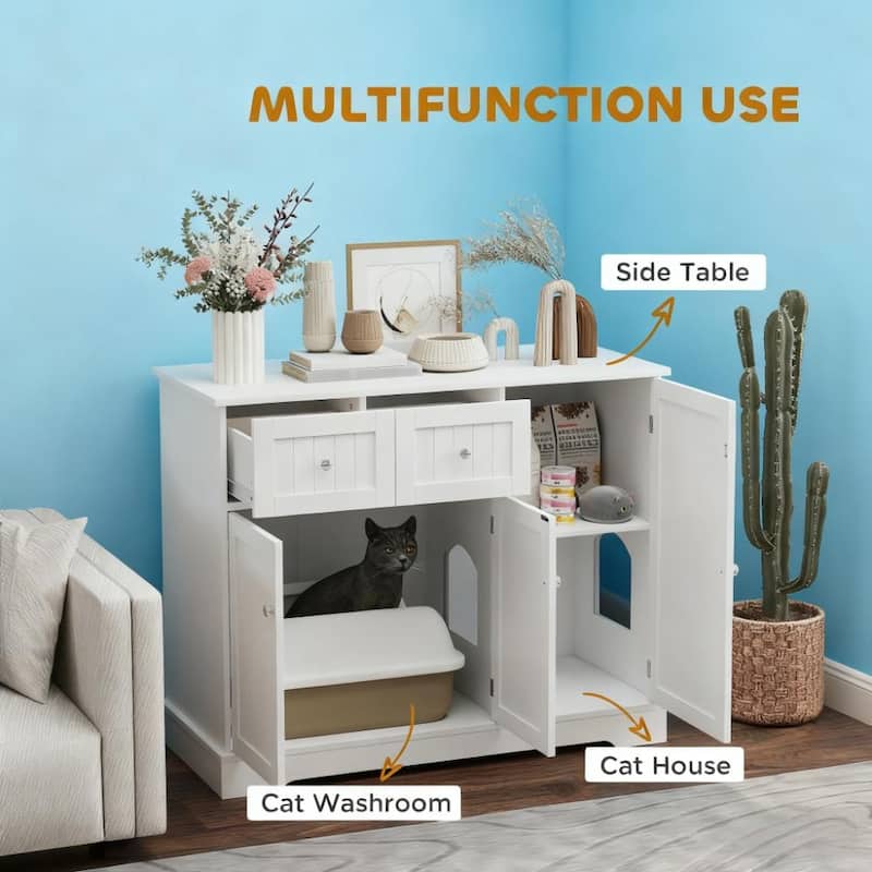 Cat Litter Box Enclosure with Drawers