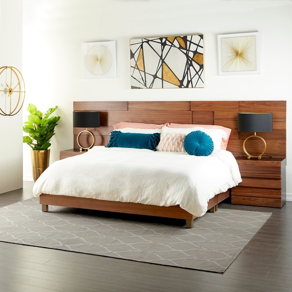 Contemporary Natural Wood Queen Platform Bed Frame, 81" x 63". Opens flyout.