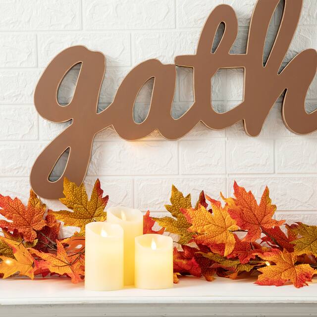 Glitzhome Fall Wooden "gather" Word Hanging Decor