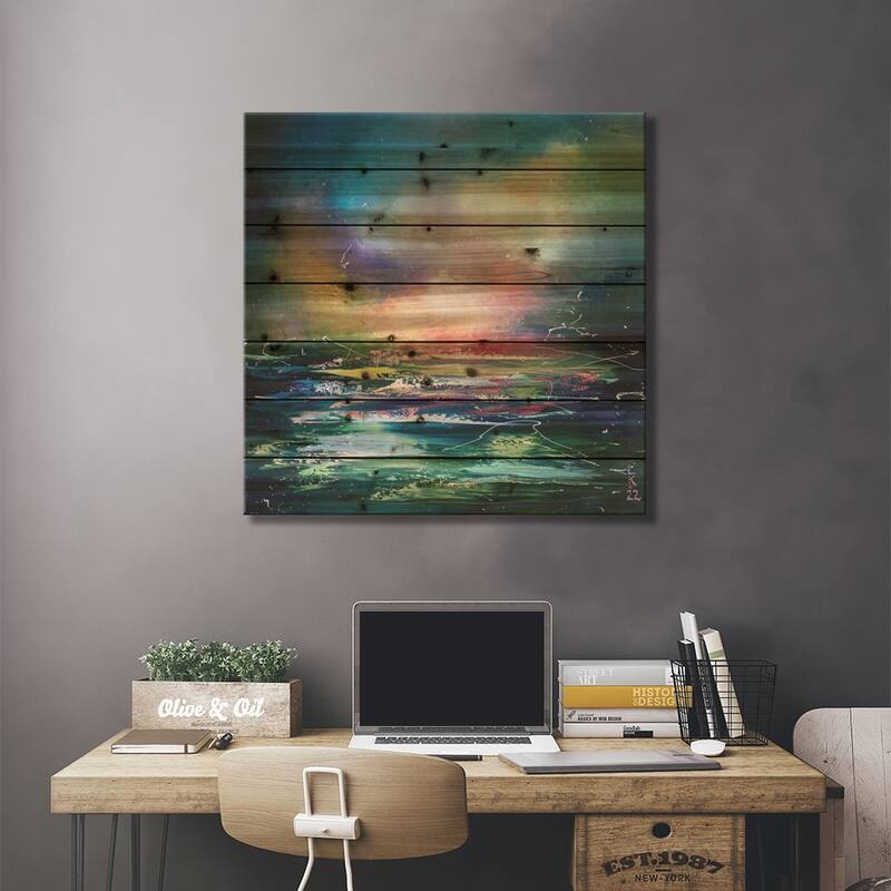 Sea Twilight Print On Wood by KuptsovaArt - Multi-Color