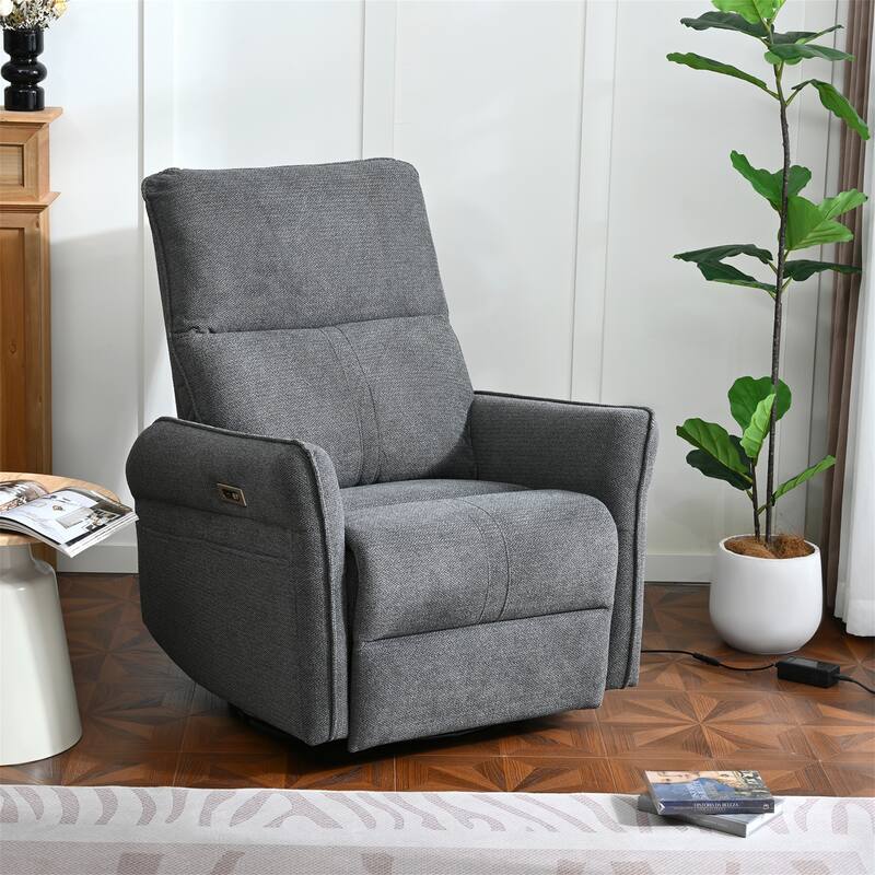 Anmytek 270 Degree Power Swivel Rocker Recliner Comfortable Upholstered Nursery Glider Single Chair
