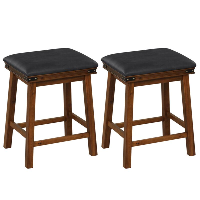 Set of 2 2 Dining Bar Stool with Rubber Wood