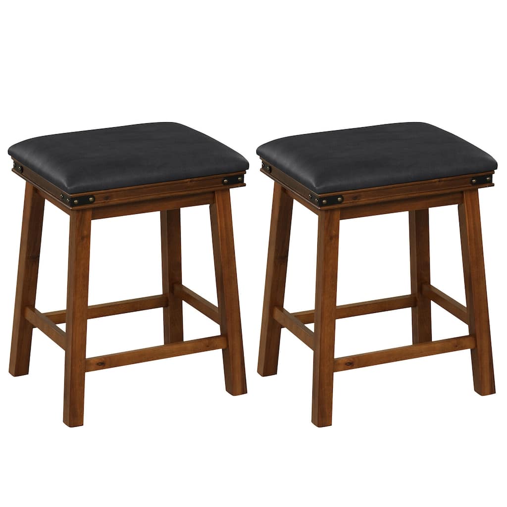 Set of 2 2 Dining Bar Stool with Rubber Wood