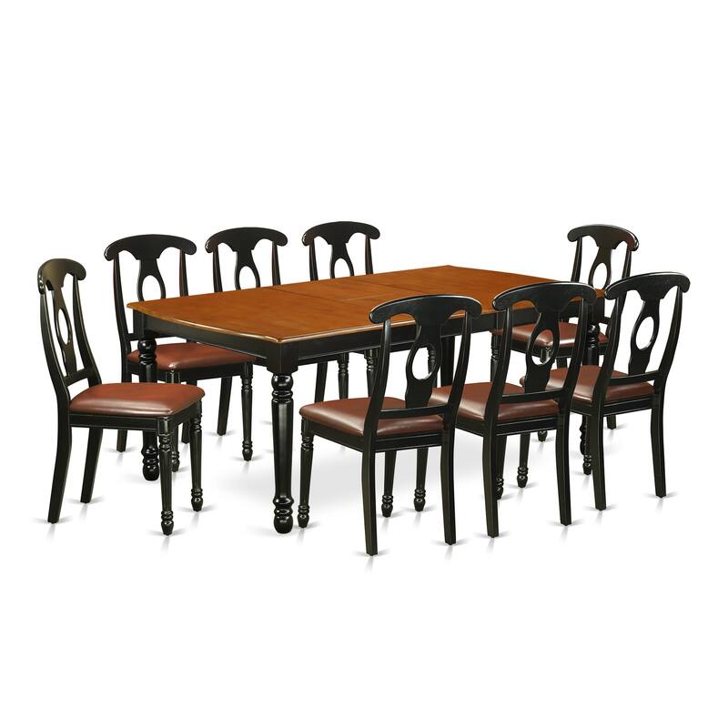 East West Furniture Dining Table Set- a Rectangle Dining Room Table and Kitchen Chairs, Black & Cherry (Pieces & Seat Option)