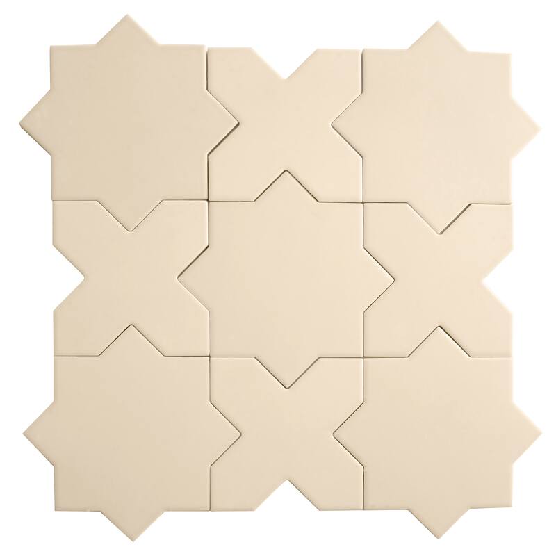 Seville 7" Star with 5" Cross Matte Porcelain Wall and Floor Tile (10.62 sq ft/case) - 68 Pack - Ecru Taupe