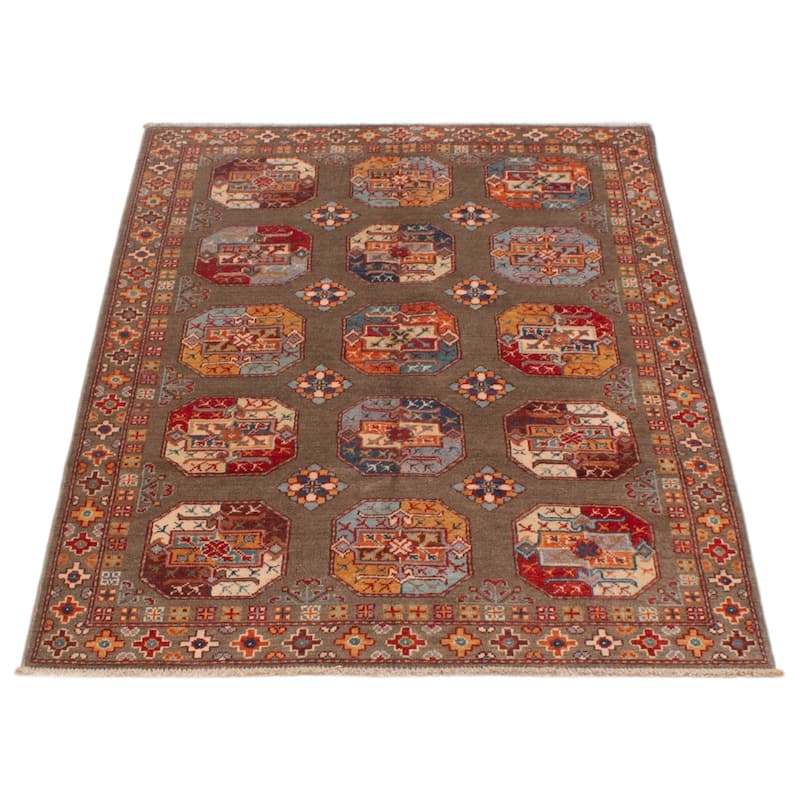 ECARPETGALLERY Hand-knotted Uzbek Ghazni Brown Wool Rug - 4'0 x 5'9