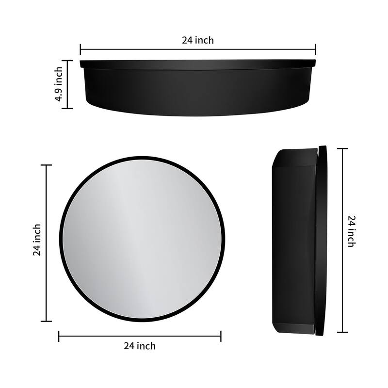 24"/30" Round Iron Medicine Cabinet with Mirror