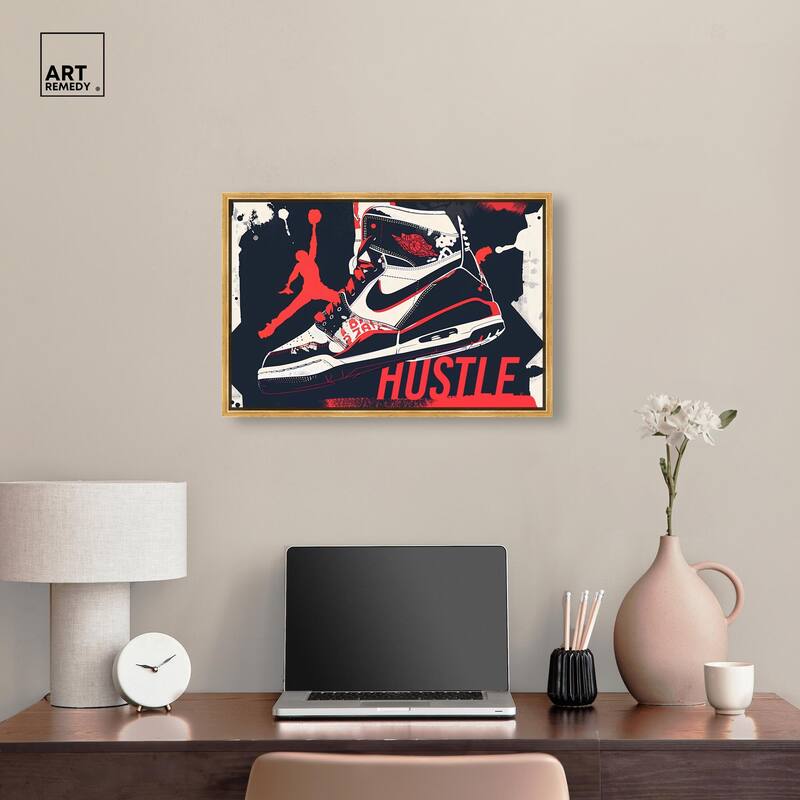 Navy Red Hustle Sneaker Canvas by Art Remedy