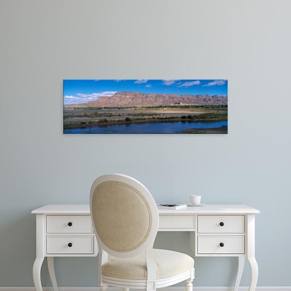 Easy Art Prints Panoramic Images's 'River with mountain in the background, Morocco' Premium Canvas Art