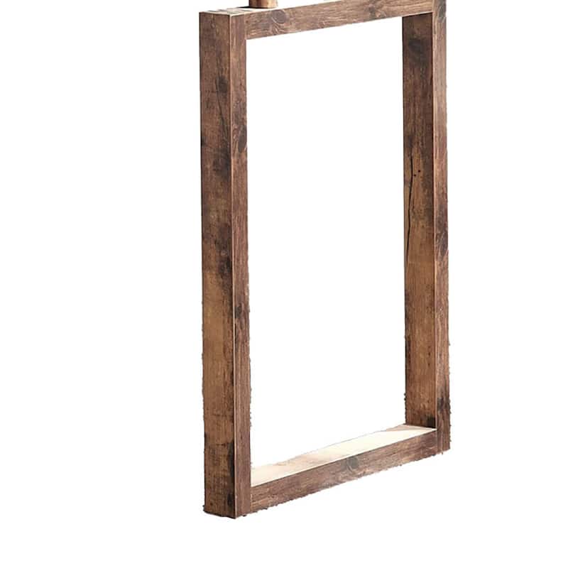 Fior L Shaped Writing Desk, 56 Inch Distressed Brown Wood, Barn Door