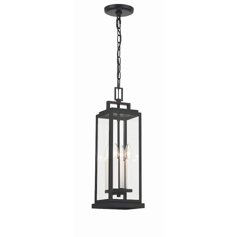 Aspen 4 Light Matte Black Outdoor Pendant - 6.5"W x 20.5"H x 6.5"D