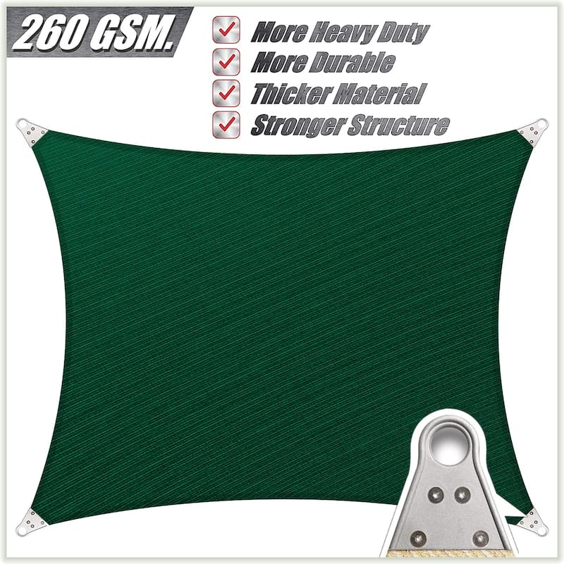 ColourTreeUSA Rectangle Sun Shade Sail Reinforced Super Ring HDPE Mesh Fabric Screen Canopy UV Block 260 GSM