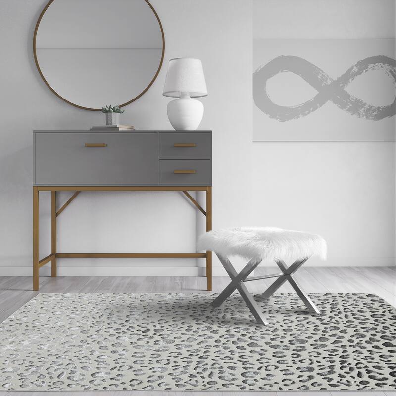 CosmoLiving Natura Collection Snow Leopard Area Rug