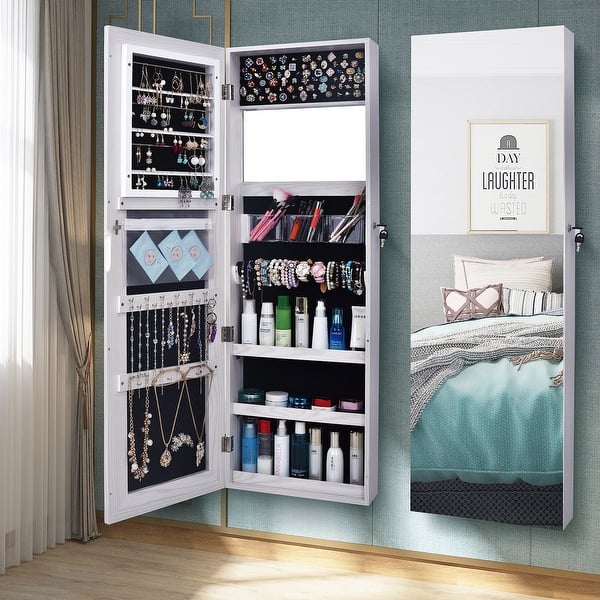slide 1 of 8, Jewelry Armoire Cabinet White