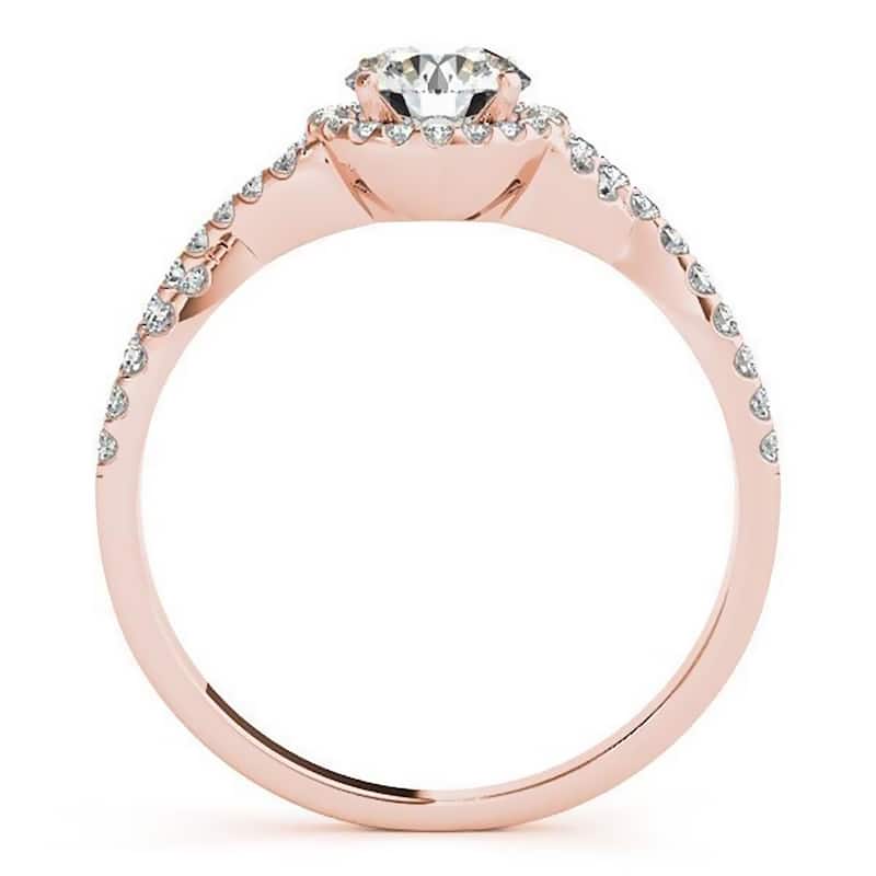 Auriya 14k Gold 1 1/2ct Twisted Moissanite Halo Diamond Engagement Ring 1/5ctw