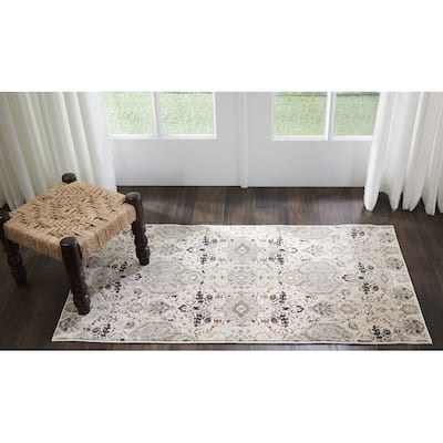Silver Screen Floral Modern Area Rug