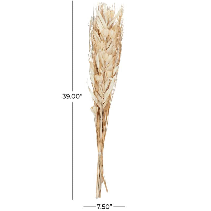 Dried Plant Palm Leaf Handmade Tall Floral Bouquet Natural Foliage with Branches - Cream - Roche River Decor - 4"W x 8"L x 39"H