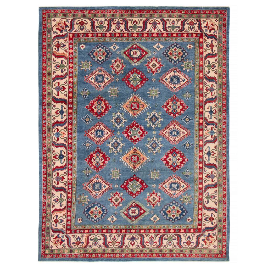 ECARPETGALLERY Hand-knotted Uzbek Ghazni Blue Wool Rug - 9'0 x 11'10