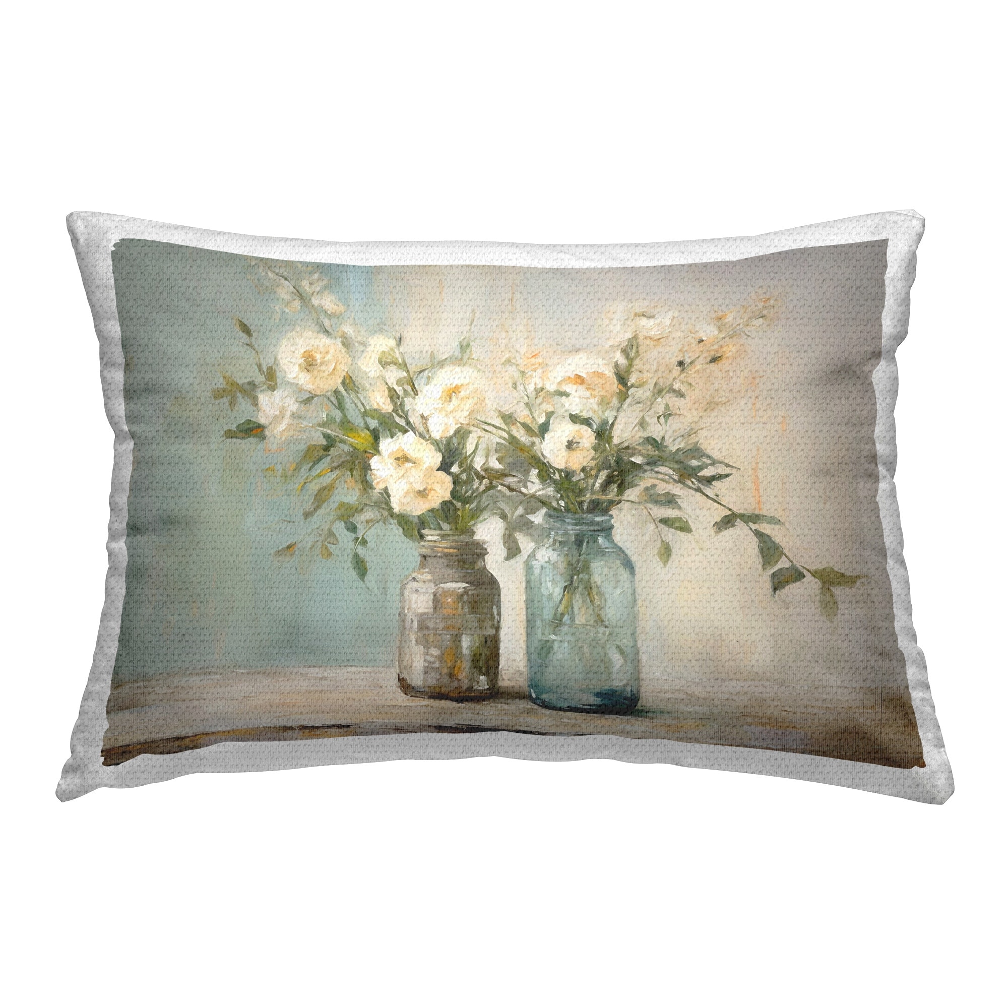 Stupell Mason Jar Bouquet Printed Outdoor Throw Pillow Design by Ramona Murdock