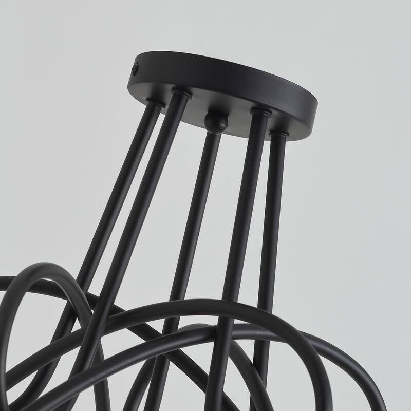 Modern Black 5-Light Curved Line Sputnik Design Ceiling Lamp