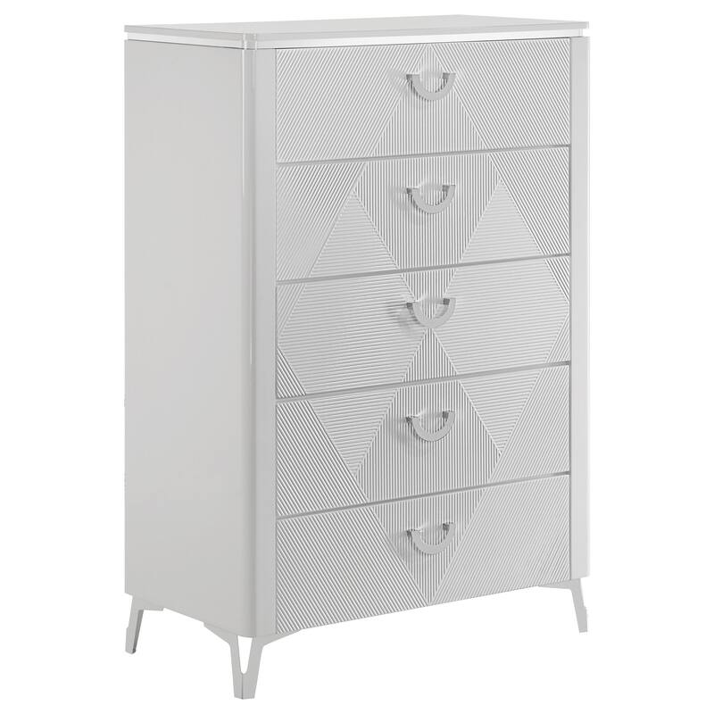 Cassia 5-drawer Bedroom Chest of Drawers White High Gloss - White High Gloss