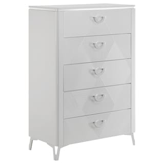Cassia 5-drawer Bedroom Chest of Drawers White High Gloss