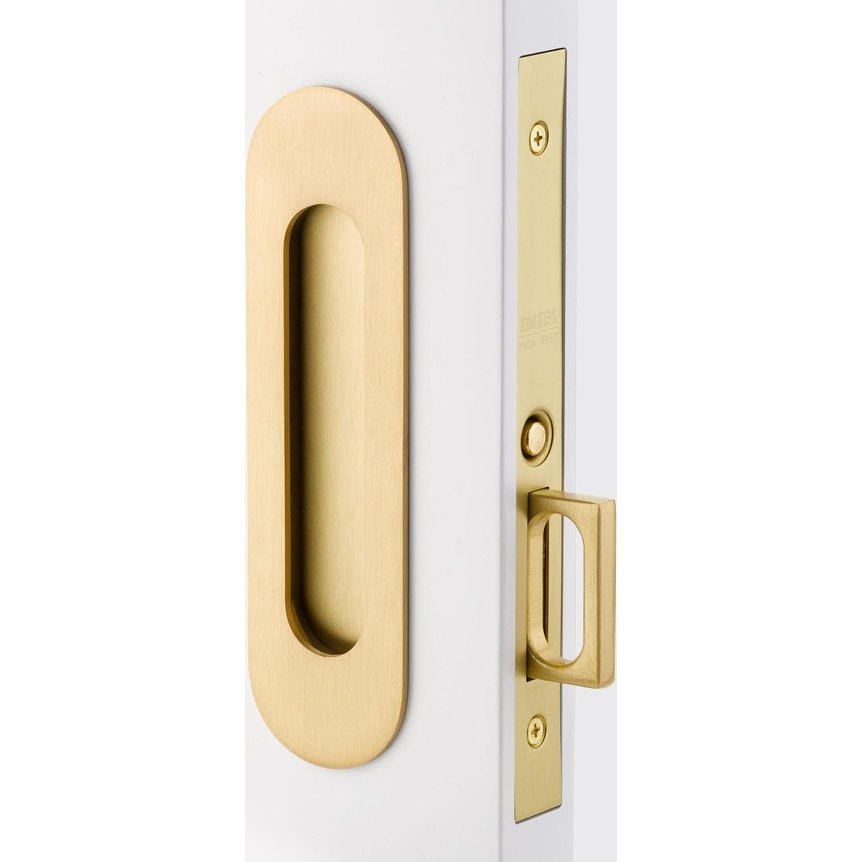 Emtek Narrow Oval 7-1/4 Inch Tall Passage Mortise Pocket Door Pull for