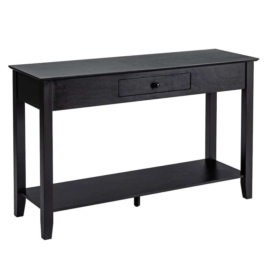 Gymax Console Table with Drawer Shelf 2 Tier Sofa Side Accent Table - 48'' x 15'' x 30''