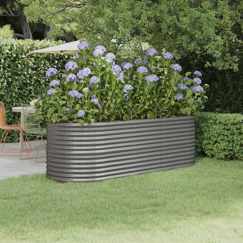 vidaXL Raised Garden Bed Raised Flower Bed Galvanized Steel Outdoor Planter - 88.2"x31.5"x26.8" - Gray