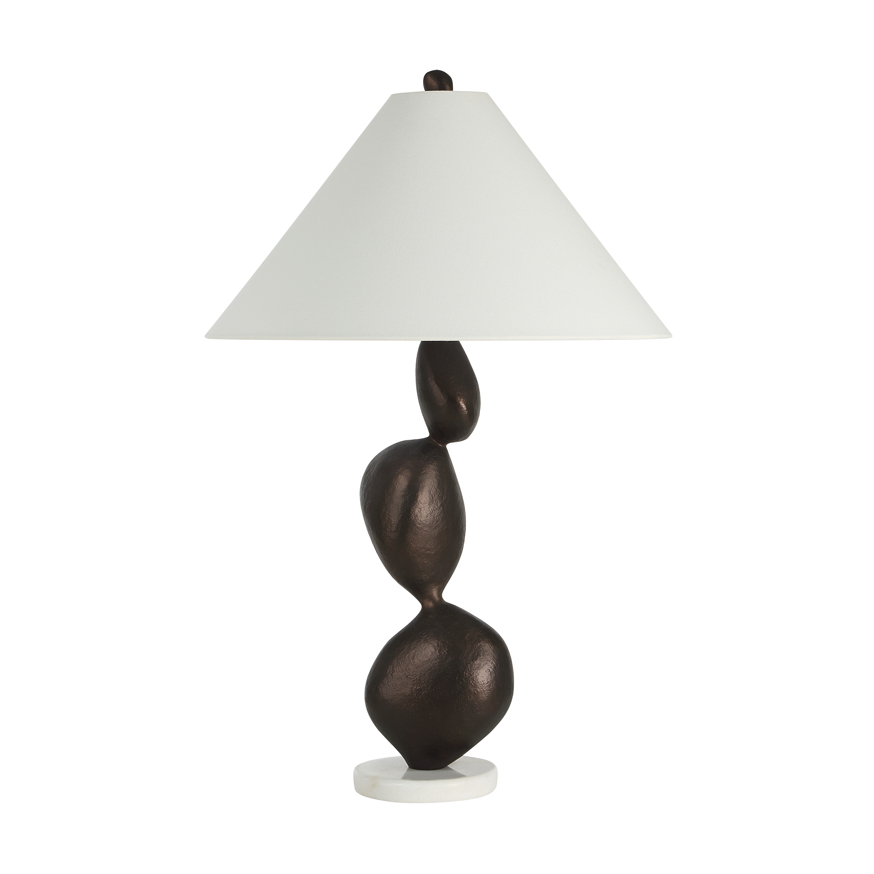 Everren Elle 29.5" Tall Matte Dark Bronze Resin Table Lamp with Tapered Linen Shade