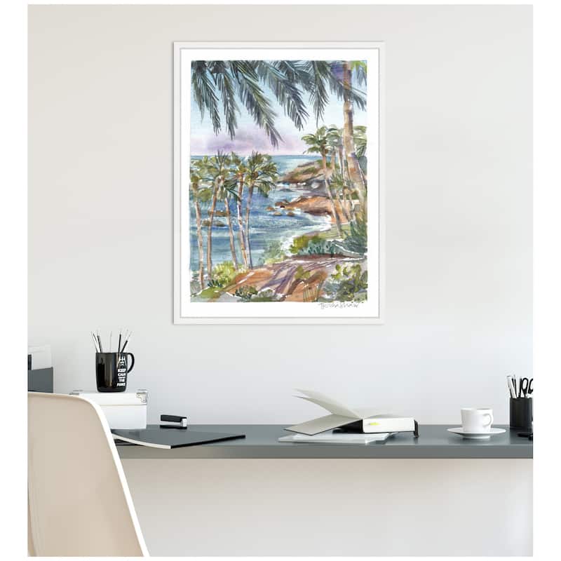 Kate and Laurel Sylvie Laguna Beach California Scene Framed Canvas by Patricia Shaw