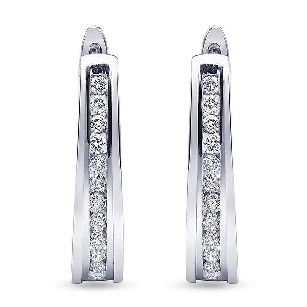 1/2 Carat Diamond, Channel-Set Sterling Silver Hoop Earring In Lab Grown Diamonds (I, SI1) by Grown Brilliance. Opens flyout.
