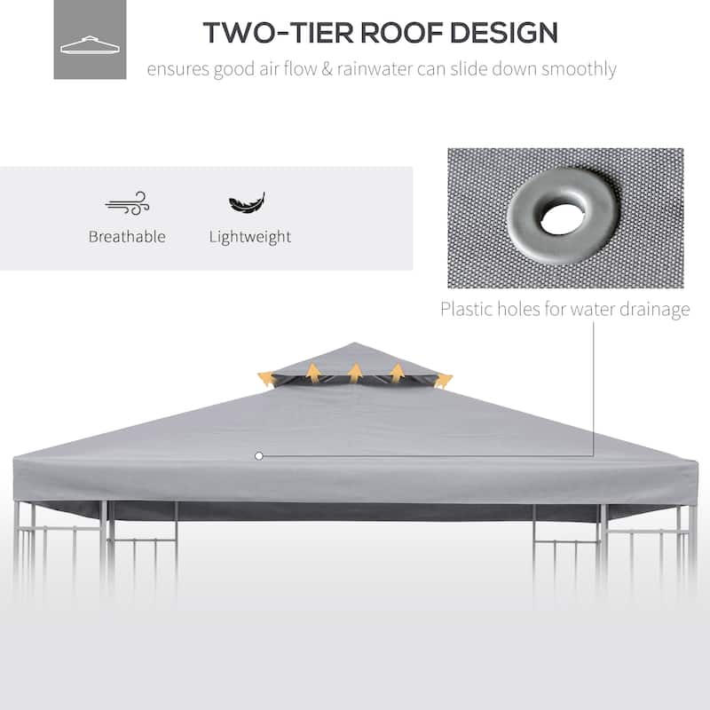 Outsunny Gazebo Replacement Canopy for Model 01 -0153, 2-Tier Top Cover for 9.84' x 9.84' Outdoor Gazebo, Brown (TOP ONLY)