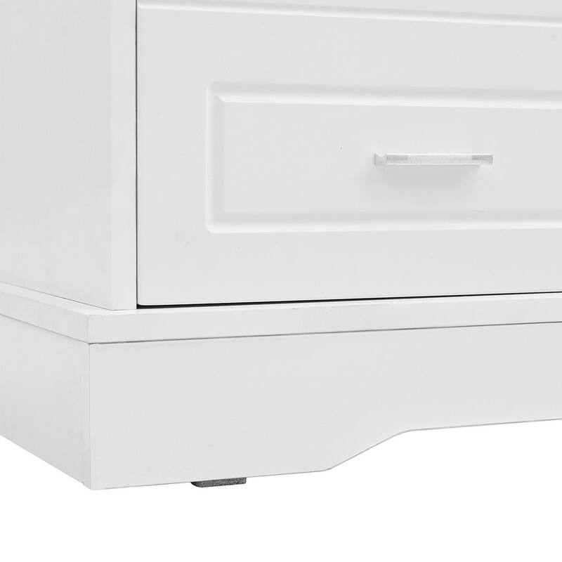 Hall Tree with Sliding Door Bench Cushion Silver Handle Storage Cabinet