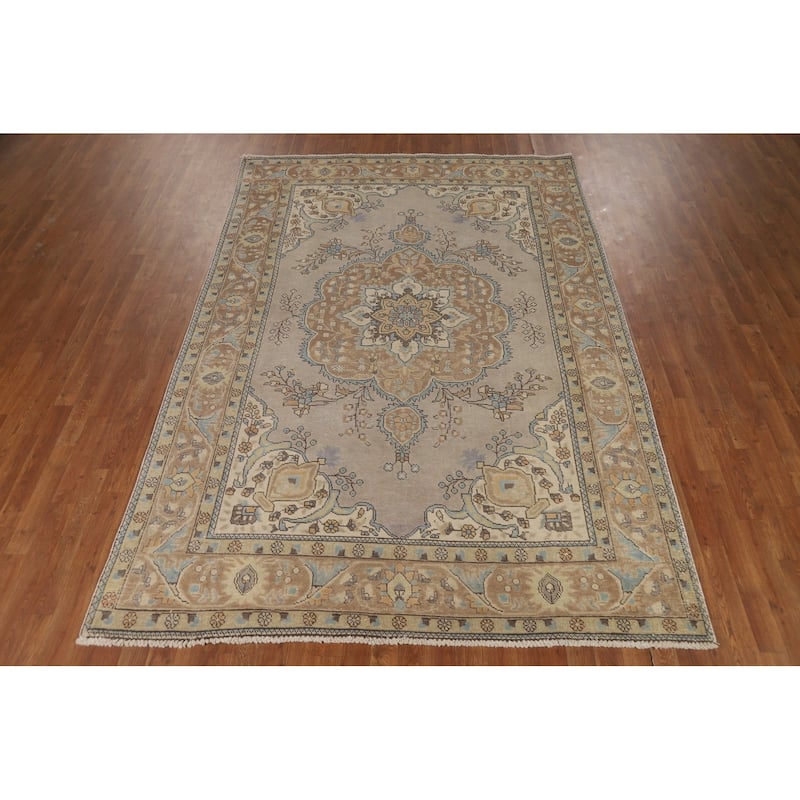 Tabriz Persian Area Rug Hand-Knotted Bedroom Wool Carpet - 6'6"x 9'5"