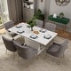 preview thumbnail 45 of 65, 7-Piece Clihome High-gloss Extendable Table Velvet Chair Dining Set