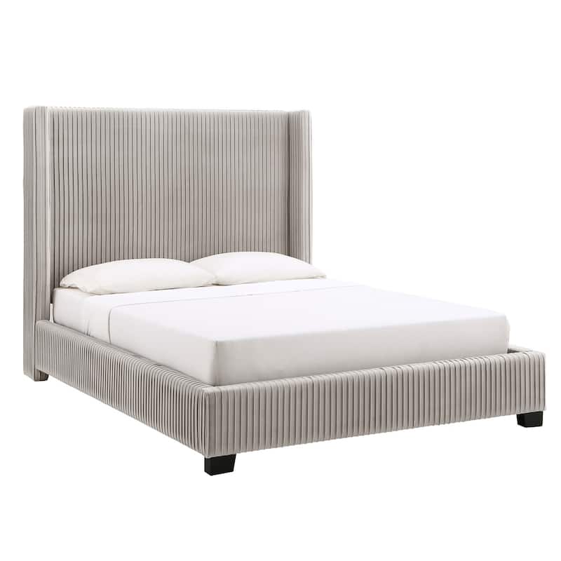 Jules Wingback Bed by iNSPIRE Q Modern - Light Dove Gray Velvet - Queen