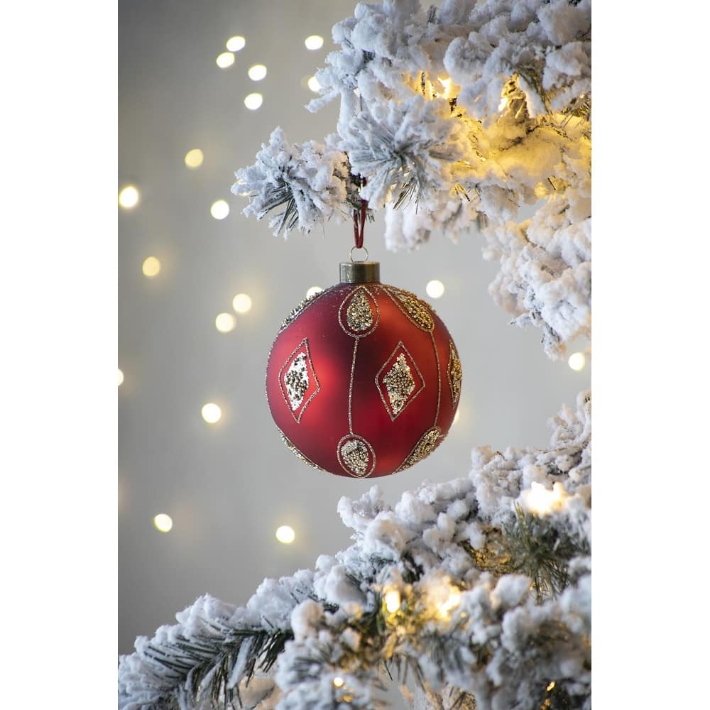 D4.7" Christmas Ball Ornaments, Glass Decorative Hanging Ball Christmas Tree Ornaments for Holiday, Set of 4