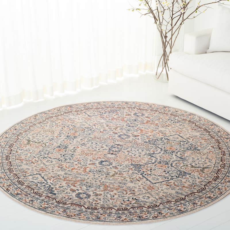 Lauren Ralph Lauren Belvoir Traditional Oriental Polyester Area Rug - 6'7" Round - Ivory