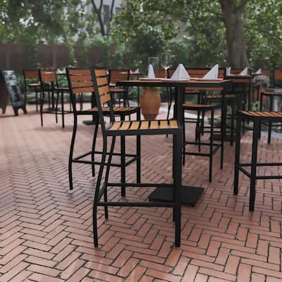 Commercial Grade Outdoor All-Weather Bar Stool with Poly Resin Slats